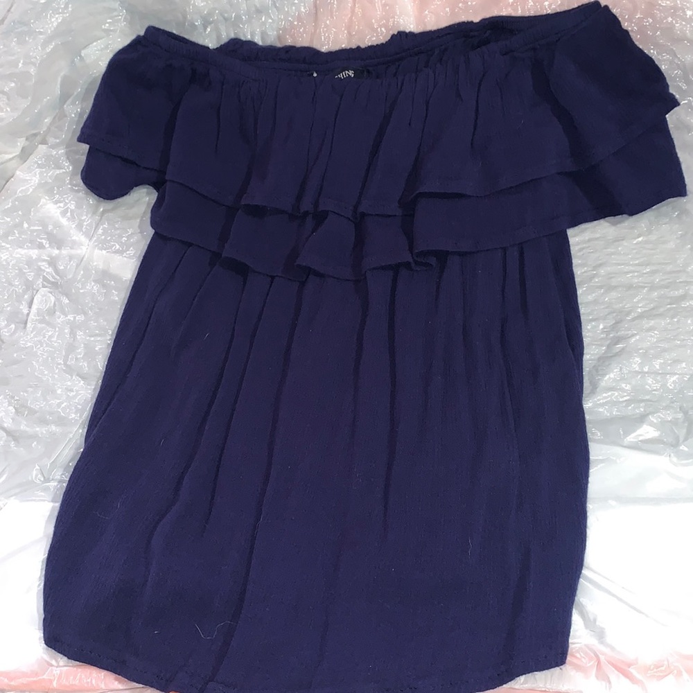 Royal blue off the shoulder blouse